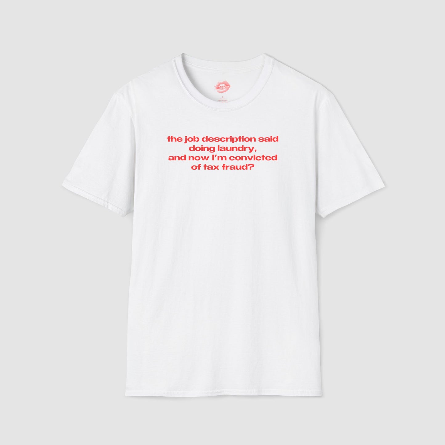 "The Job Description Said Doing Laundry, And Now I'm Convicted Of Tax Fraud?" | Text Only | T-Shirt