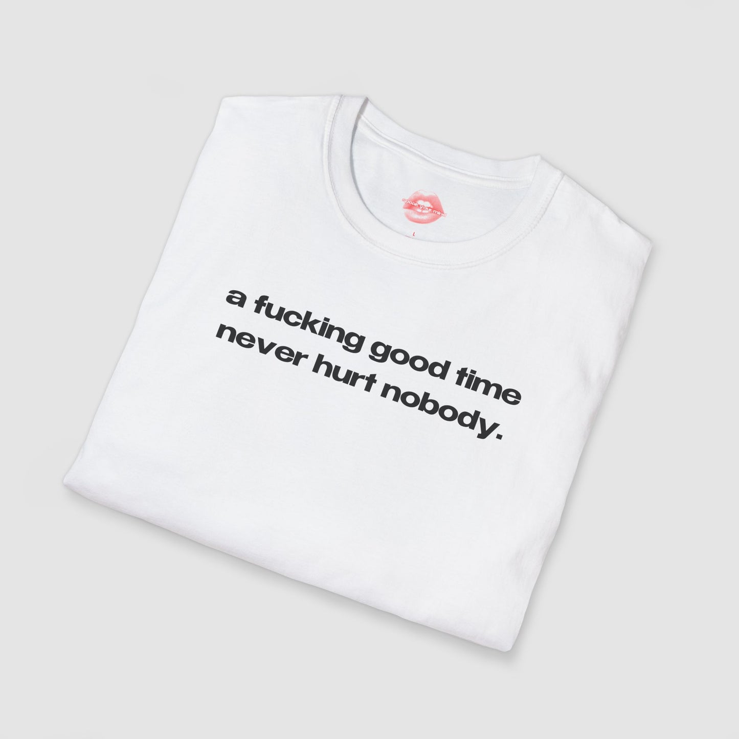 "A Fucking Good Time Never Hurt Nobody." | Text Only | T-Shirt