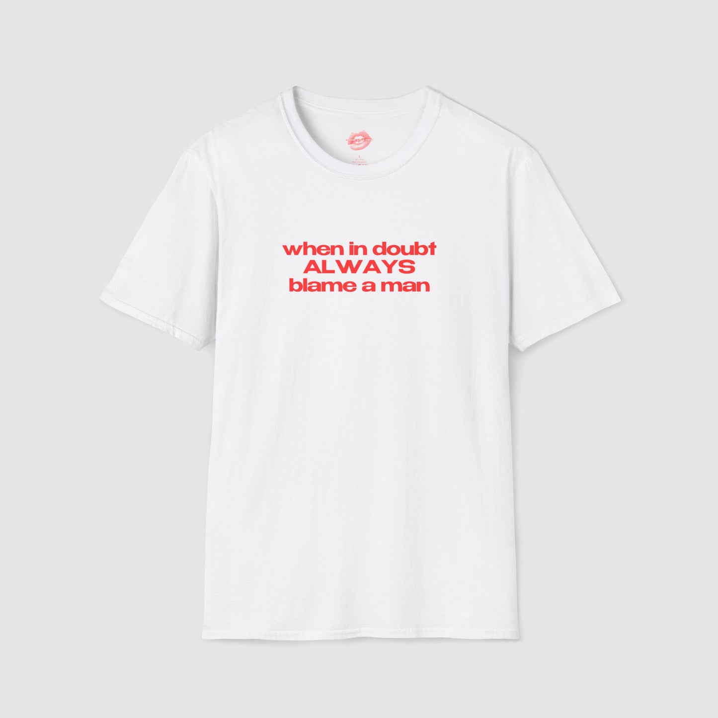 "When In Doubt Always Blame A Man" | Text Only | T-Shirt