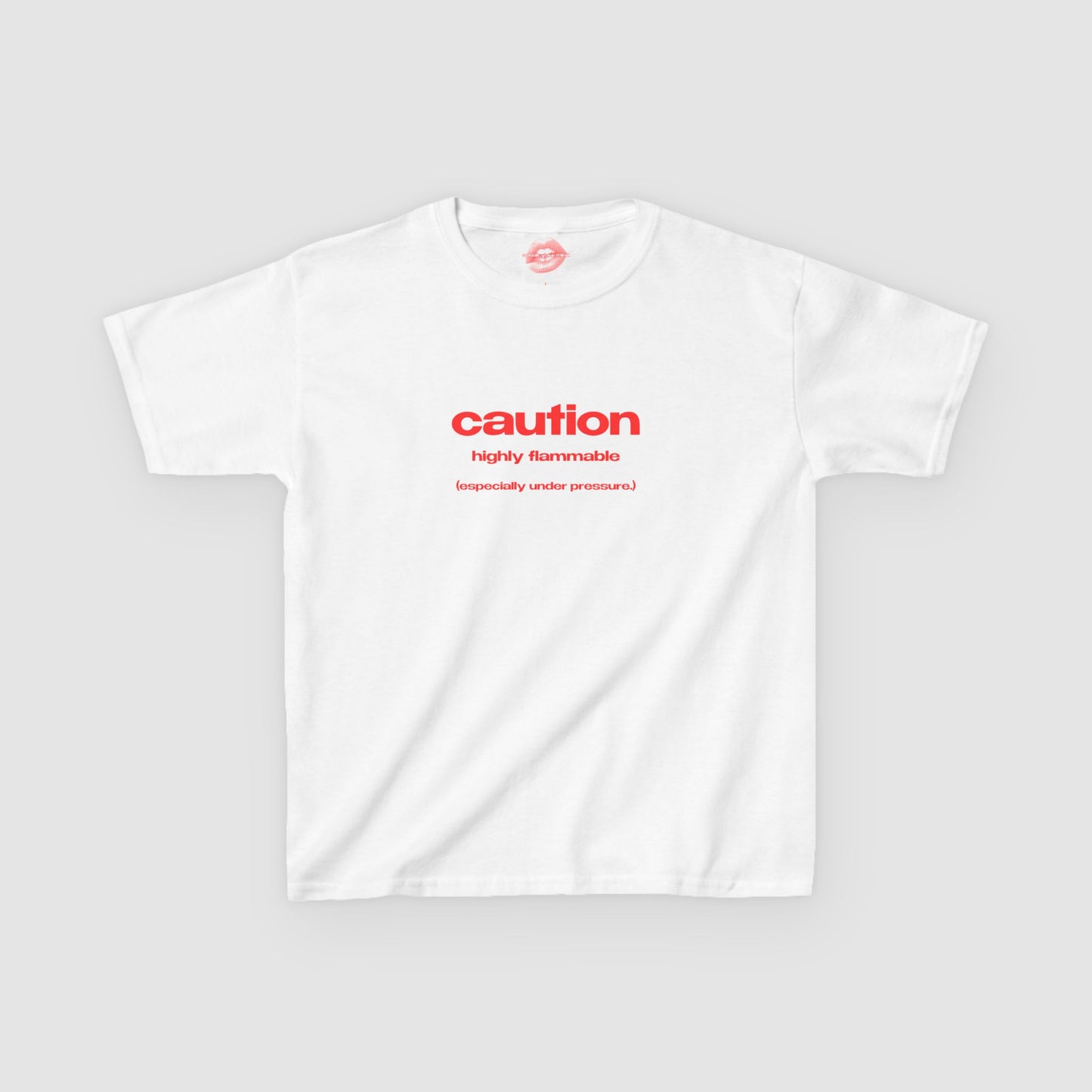 "Caution. Highly Flammable. (Especially Under Pressure.)" | Text Only | Baby Tee