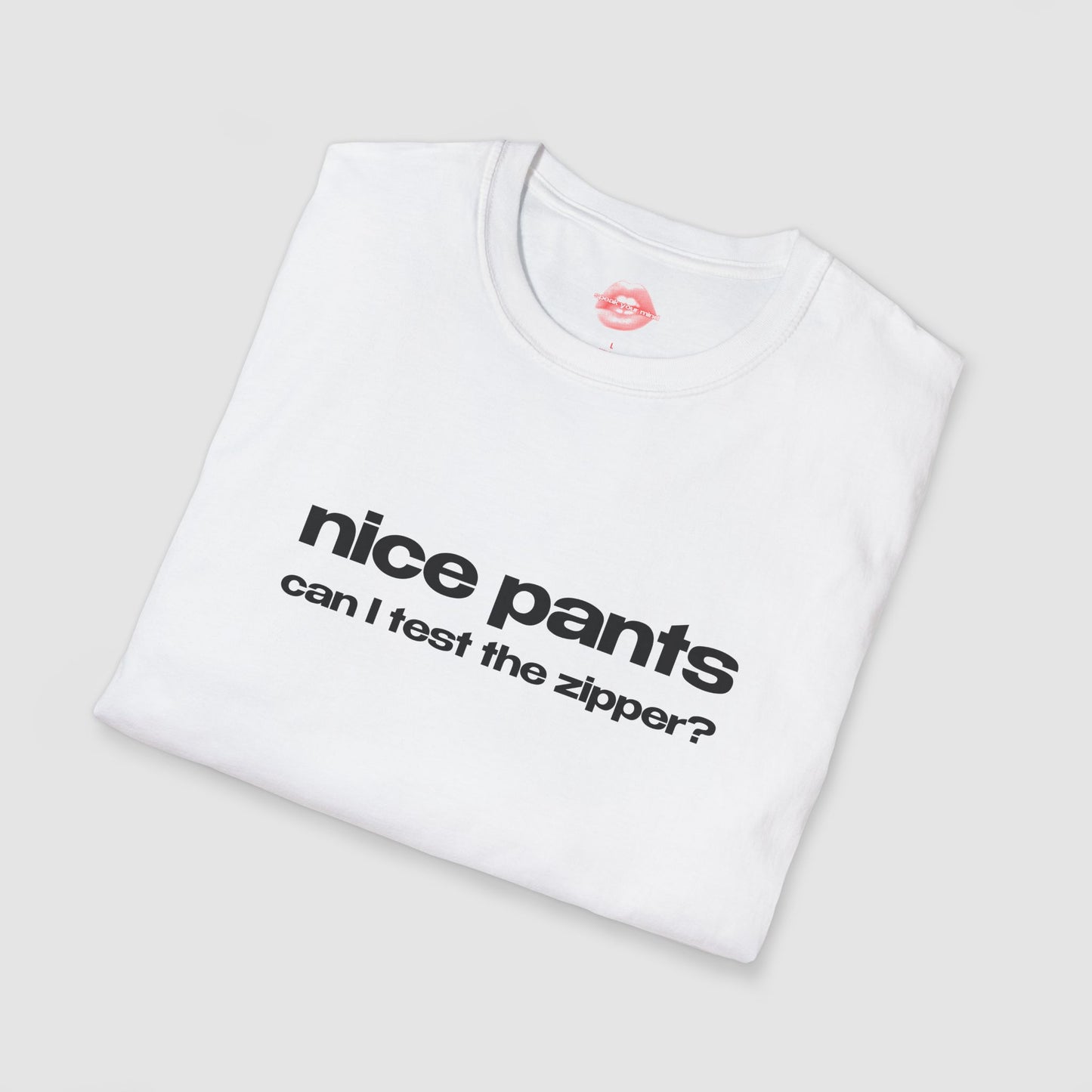 "Nice Pants, Can I Test the Zipper?" | Text Only | T-Shirt