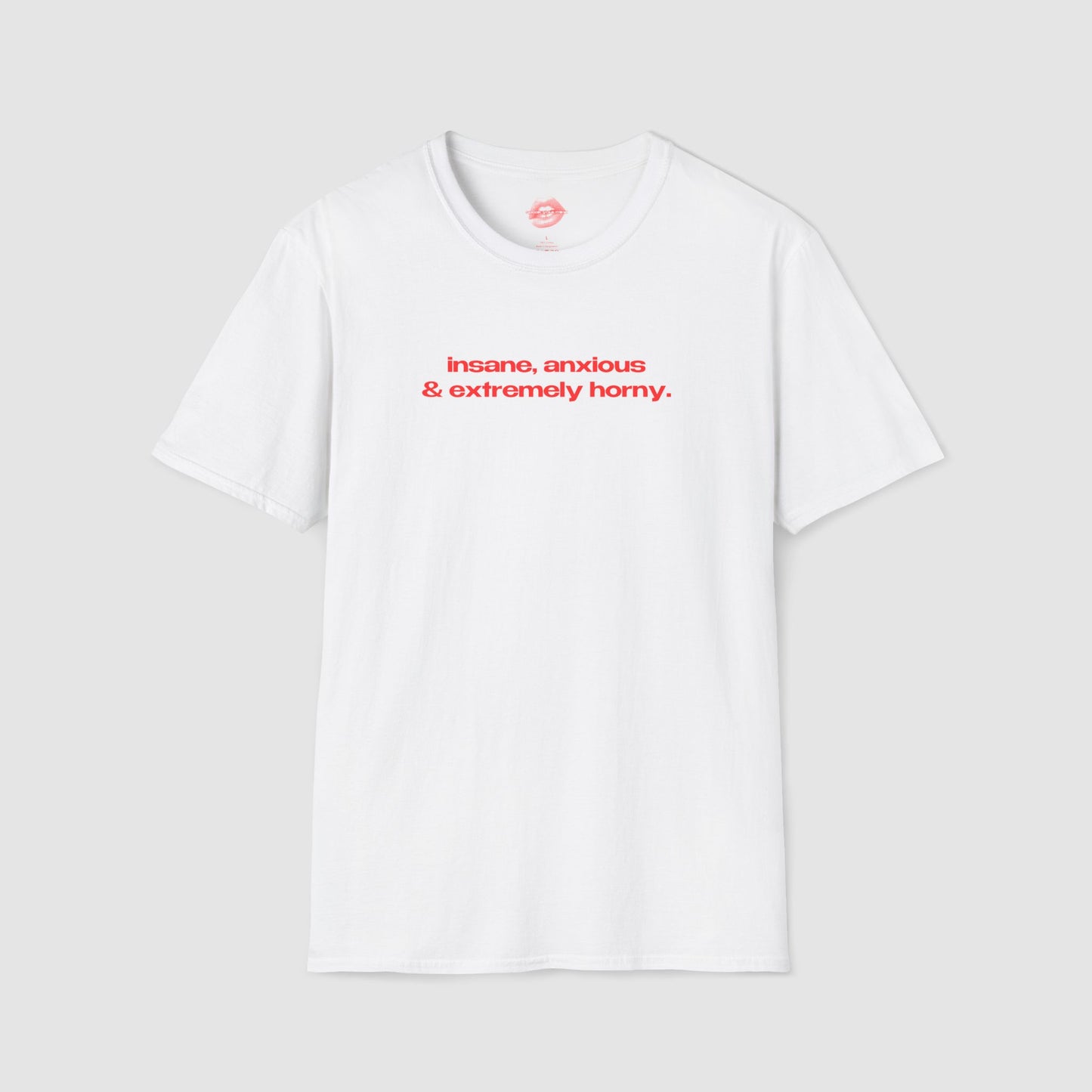 "Insane, Anxious & Extremely Horny." | Text Only | T-Shirt
