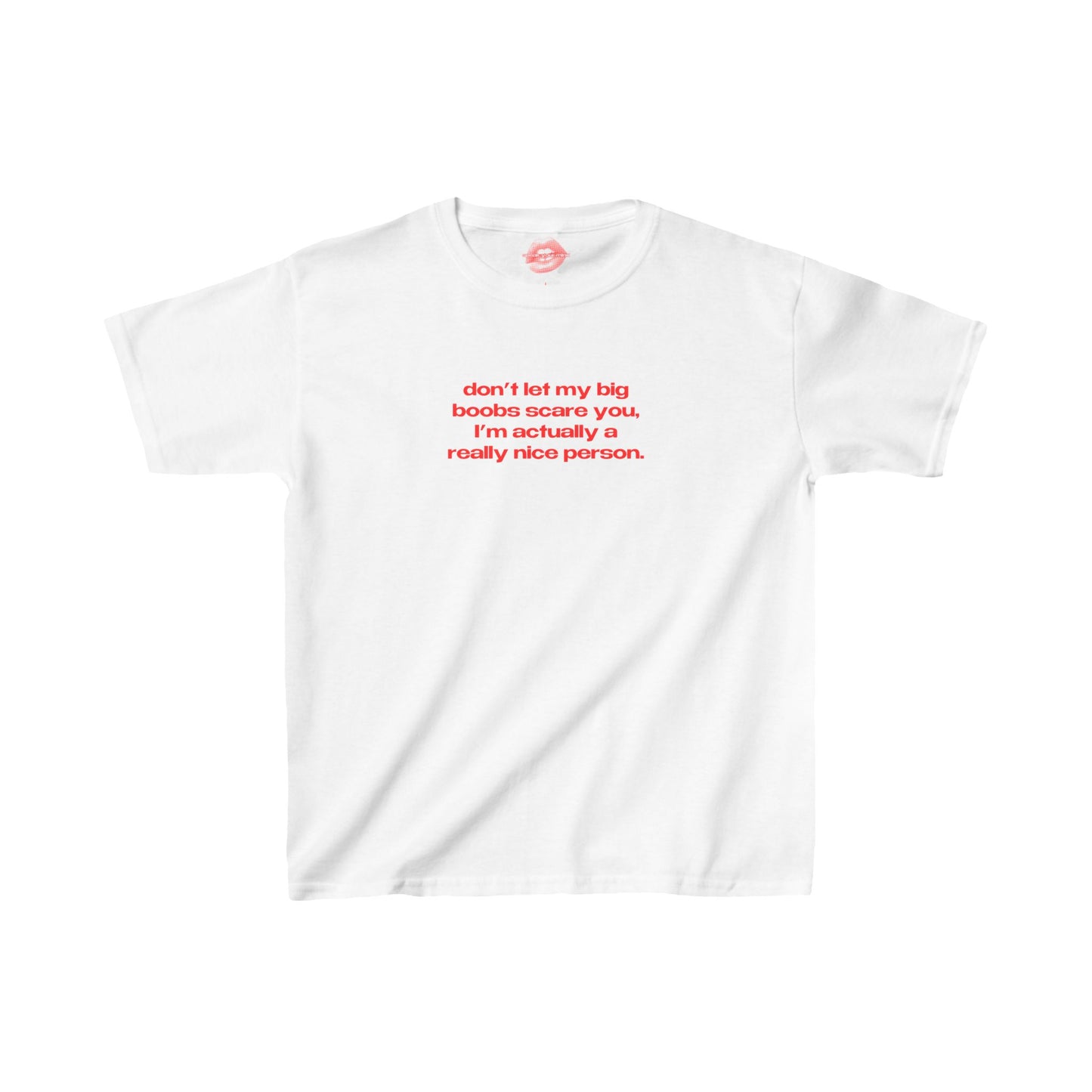 "Don't Let My Big Boobs Scare You, I'm Actually A Really Nice Person." | Text Only | Baby Tee