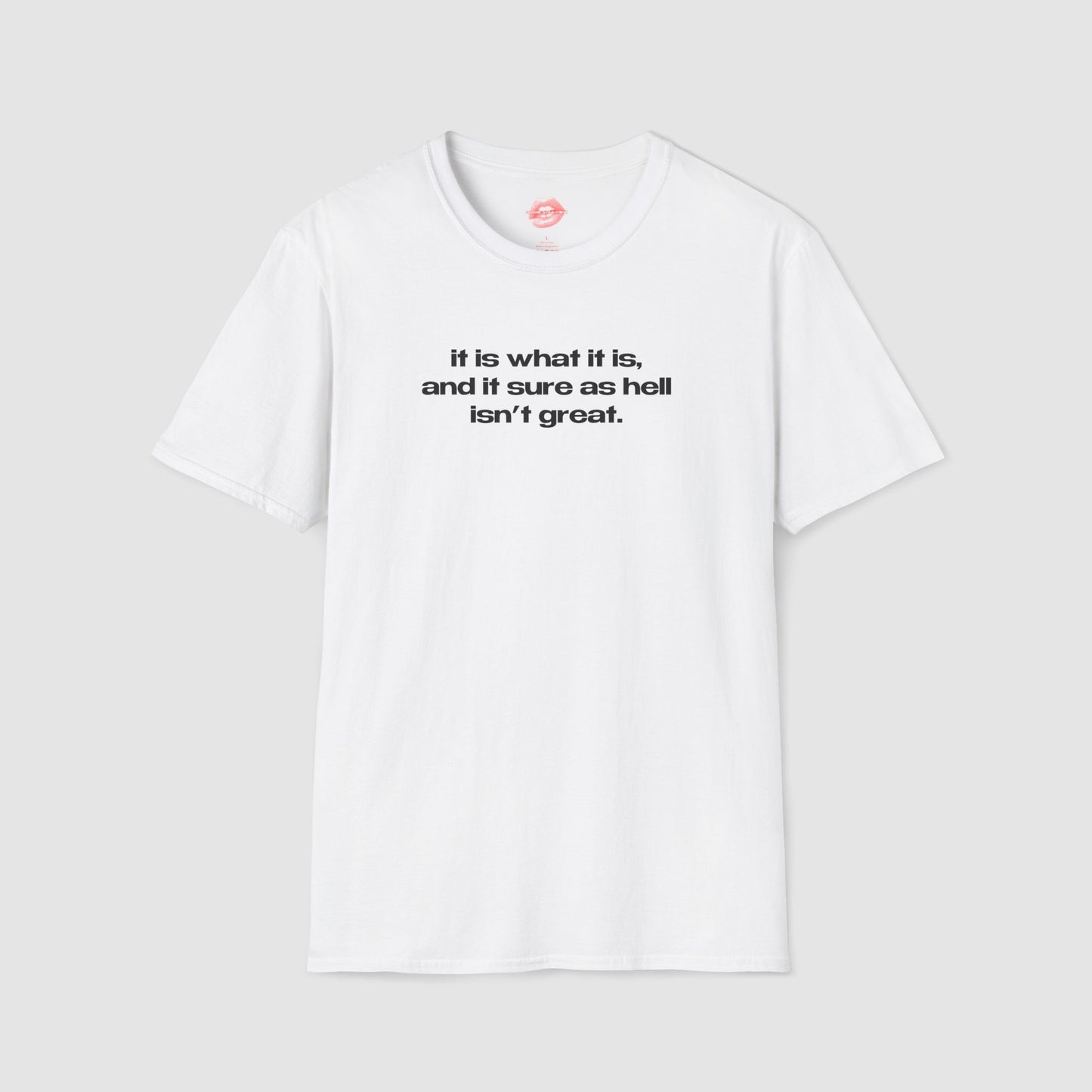 "It Is What It Is, And It Sure As Hell Isn't Great." | Text Only | T-Shirt