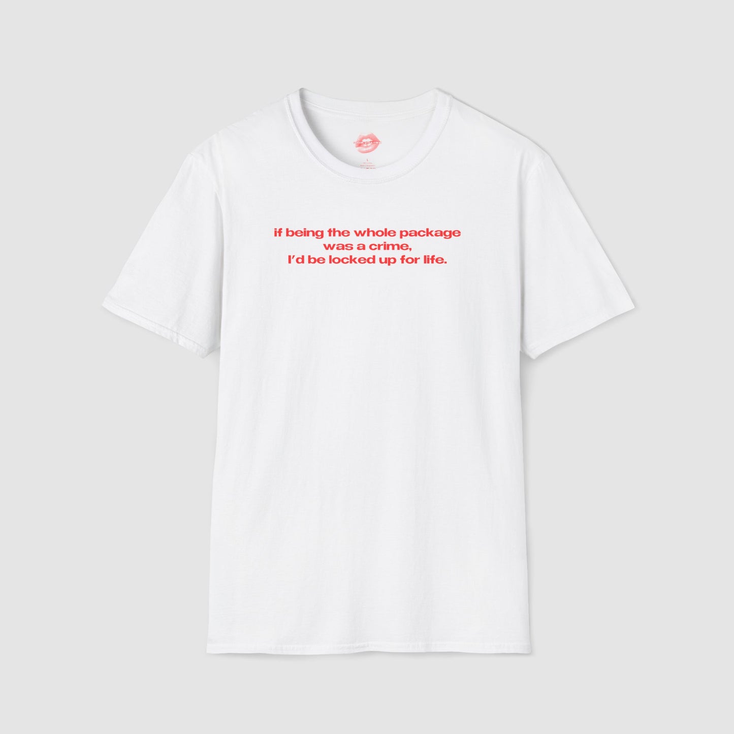 "If Being The Whole Package Was A Crime, I'd Be Locked Up For Life." | Text Only | T-Shirt