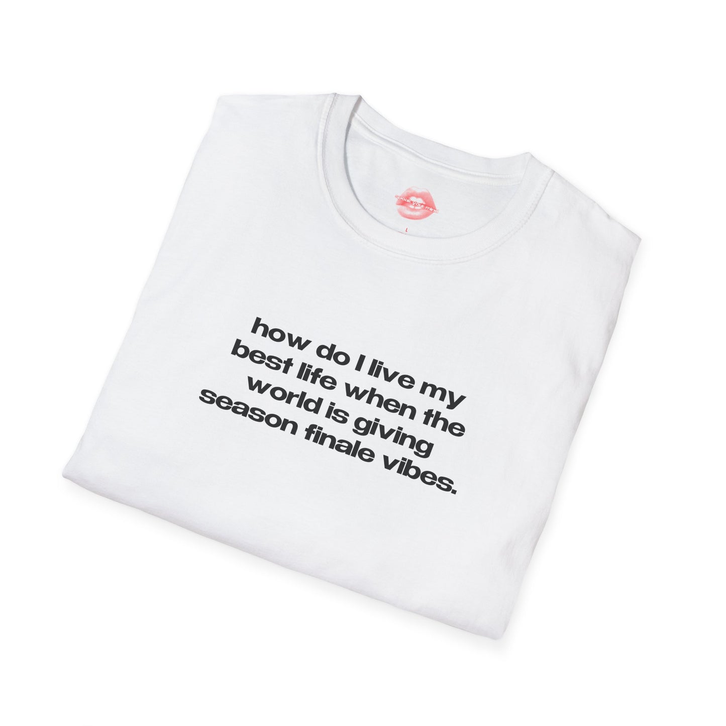 "How Do I Live My Best Life When The World Is Giving Season Finale Vibes." | Text Only | T-Shirt