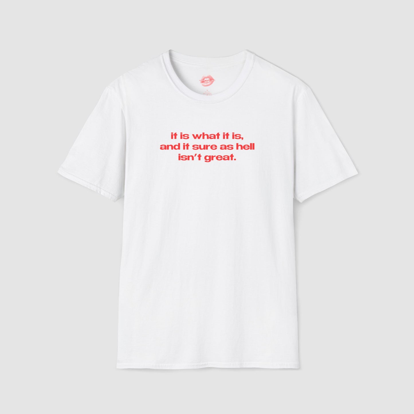 "It Is What It Is, And It Sure As Hell Isn't Great." | Text Only | T-Shirt