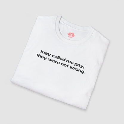 "They Called Me Gay, They Were Not Wrong." | Text Only | T-Shirt