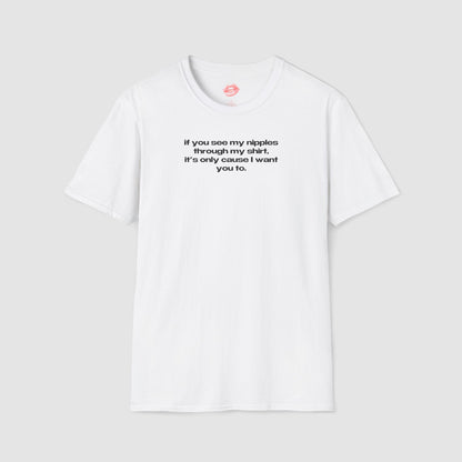 "If You See My Nipples Through My Shirt, It's Only Cause I Want You To." | Text Only | T-Shirt