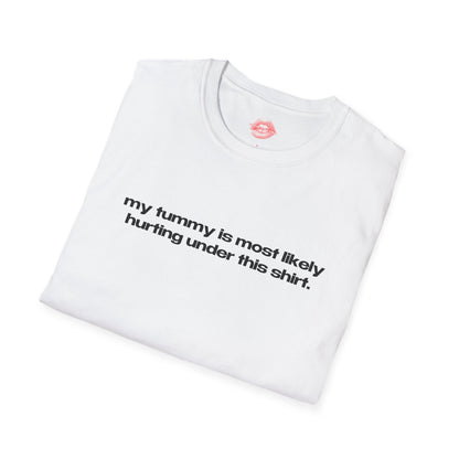 "My Tummy Is Most Likely Hurting Under This Shirt." | Text Only | T-Shirt