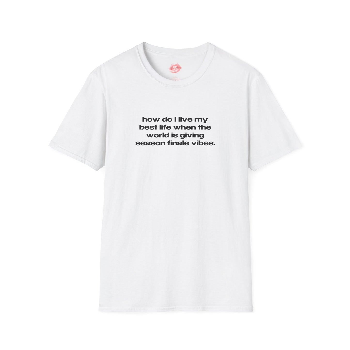 "How Do I Live My Best Life When The World Is Giving Season Finale Vibes." | Text Only | T-Shirt