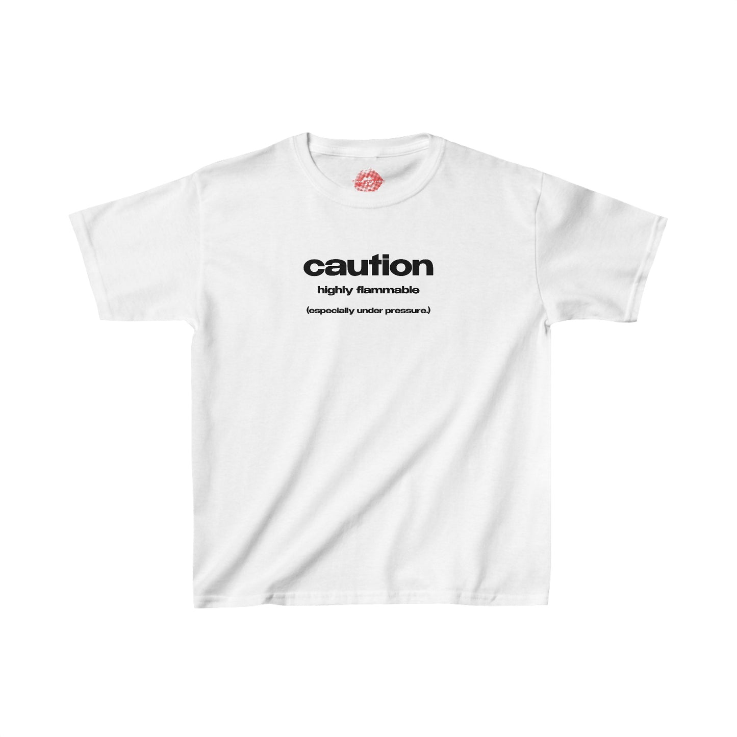 "Caution. Highly Flammable. (Especially Under Pressure.)" | Text Only | Baby Tee