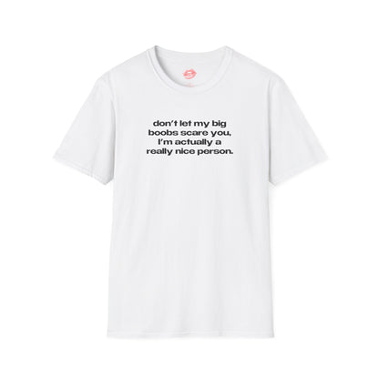 "Don't Let My Big Boobs Scare You, I'm Actually A Really Nice Person." | Text Only | T-Shirt