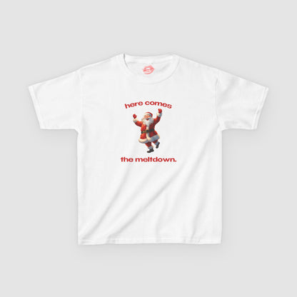 "Here Comes The Meltdown." | Cheering Santa | Baby Tee